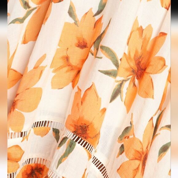 Lulu's Zahara White and Orange Floral Print Midi Dress Size Large - Picture 6 of 11